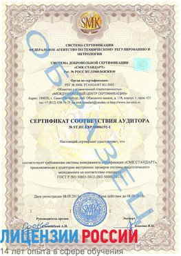 Образец сертификата соответствия аудитора №ST.RU.EXP.00006191-1 Кольчугино Сертификат ISO 50001